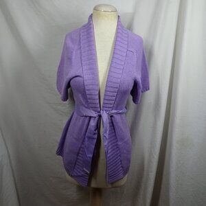 Axcess A Liz Claiborne Company Purple Short Sleeves Sweater with Belt Size M